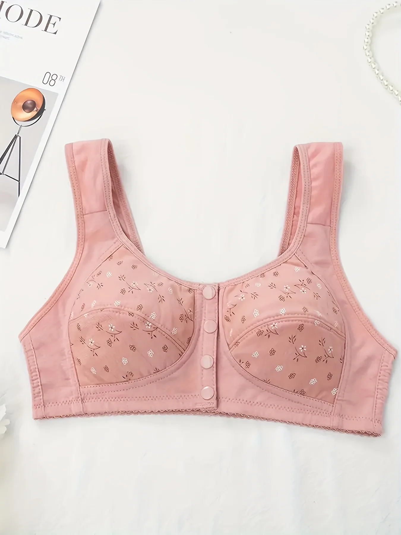 Elegant Front Buckle Floral Bra for Women – 7-Piece Set, Pressurized Support, Adjustable, Breathable, Ideal for Breastfeeding - Image 4