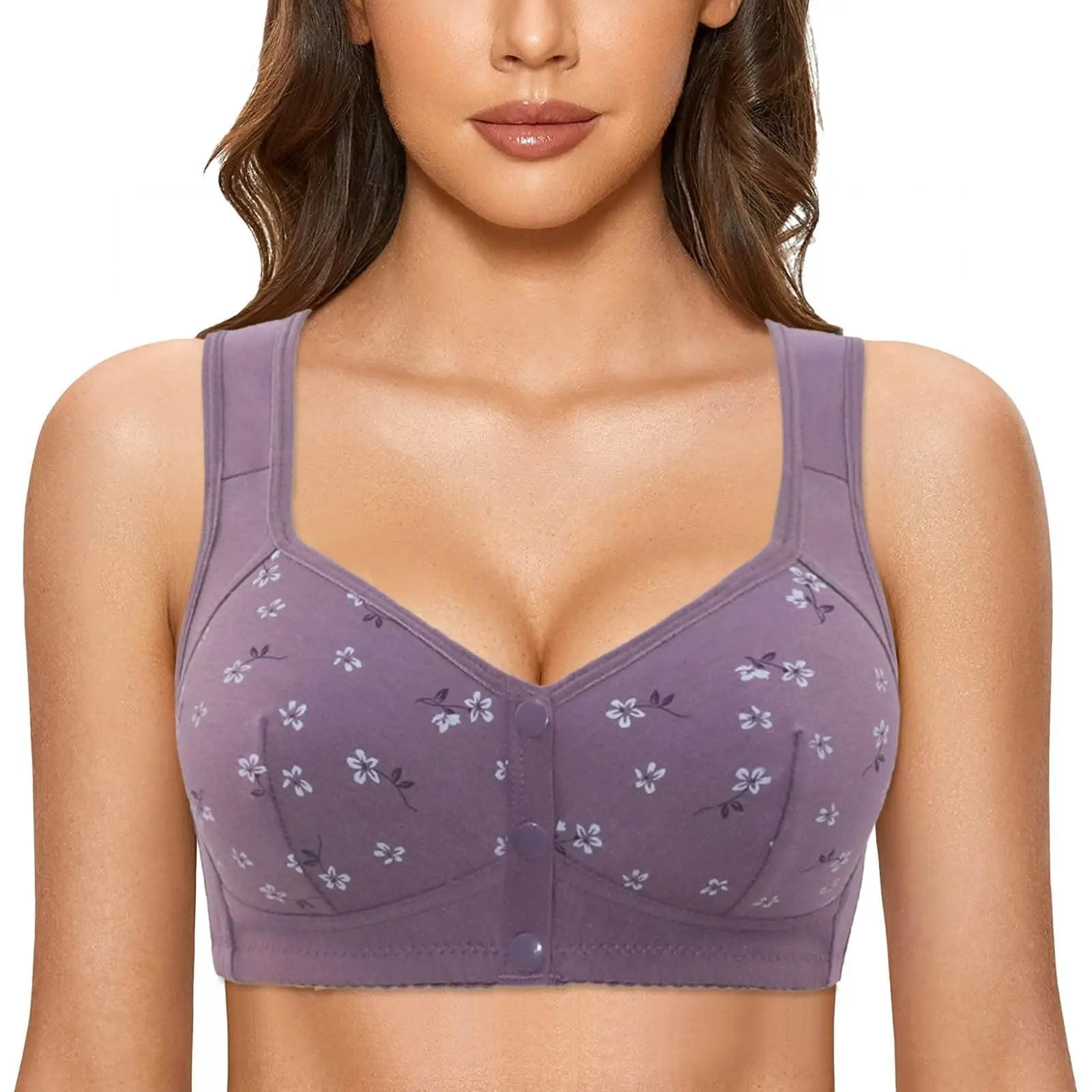 Elegant Front Buckle Floral Bra for Women – 7-Piece Set, Pressurized Support, Adjustable, Breathable, Ideal for Breastfeeding - Image 3