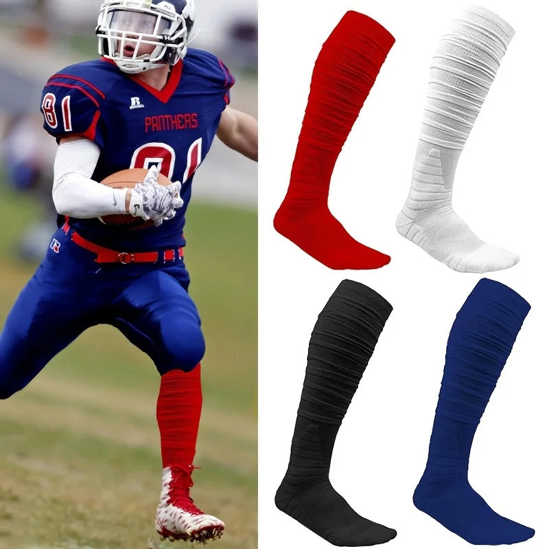 1pair Men's Football Socks, Breathable Sweat-absorbing Sock For Super Foot Bowl
