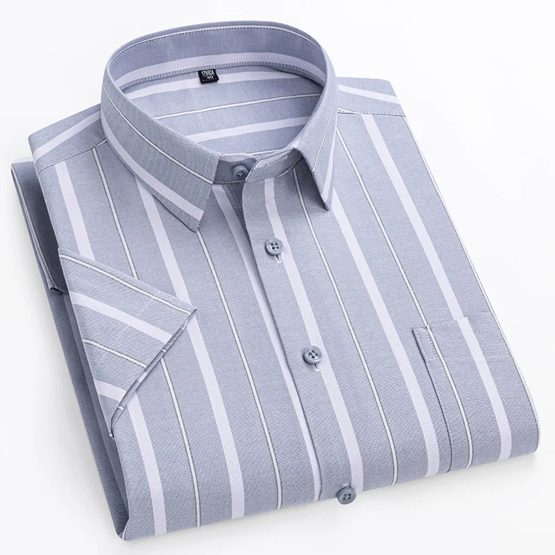 New in shirts oversize 14xl 100%cotton hight qulity summer short sleeve shirts for men slim fit formal plain shirt plaid clothes - Image 5