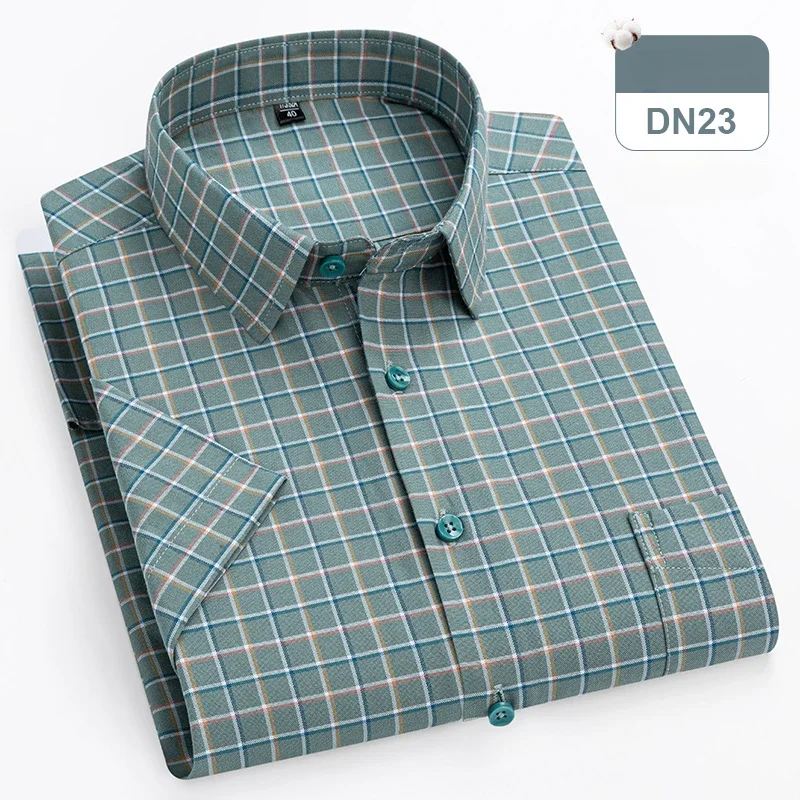 New in shirts oversize 14xl 100%cotton hight qulity summer short sleeve shirts for men slim fit formal plain shirt plaid clothes - Image 10