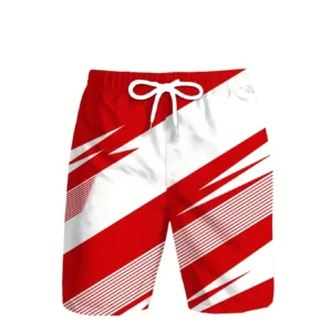 Men's 3D Geometric Pattern Printed Casual Shorts Drawstring Belt Casual Beach Shorts White Dragon Print All-Season Fitness Short