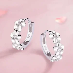 925 Sterling Silver Needle Earrings for Women's Wedding Fashion High Quality Jewelry Crystal Zircon Flower Cute Stud