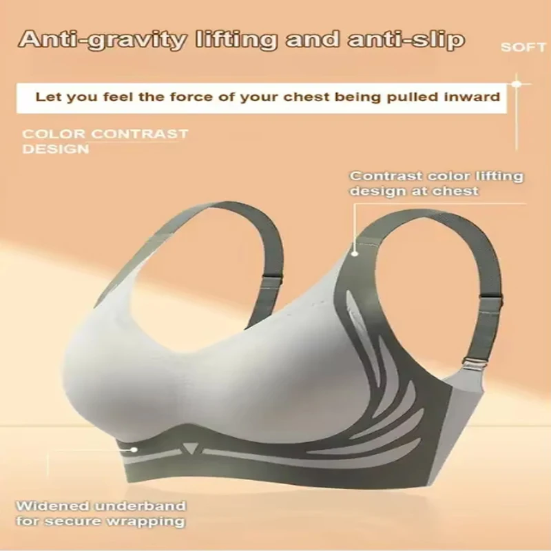 Powerful Push up Seamless Bra Women Gathered Up Wireless Bra Soft Full Coverage Support Adjustable Underwear Anti Sagging Bra - Image 5