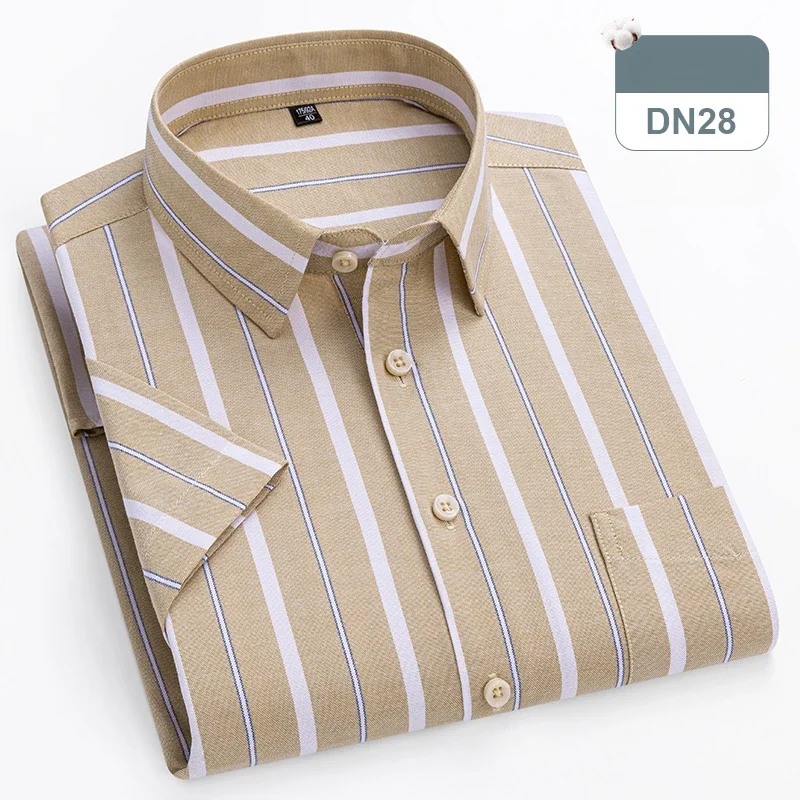 New in shirts oversize 14xl 100%cotton hight qulity summer short sleeve shirts for men slim fit formal plain shirt plaid clothes - Image 8