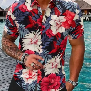 2025 Hawaiian men's summer designer shirt 3d floral print Hawaiian shirt short sleeve floral fashion vintage