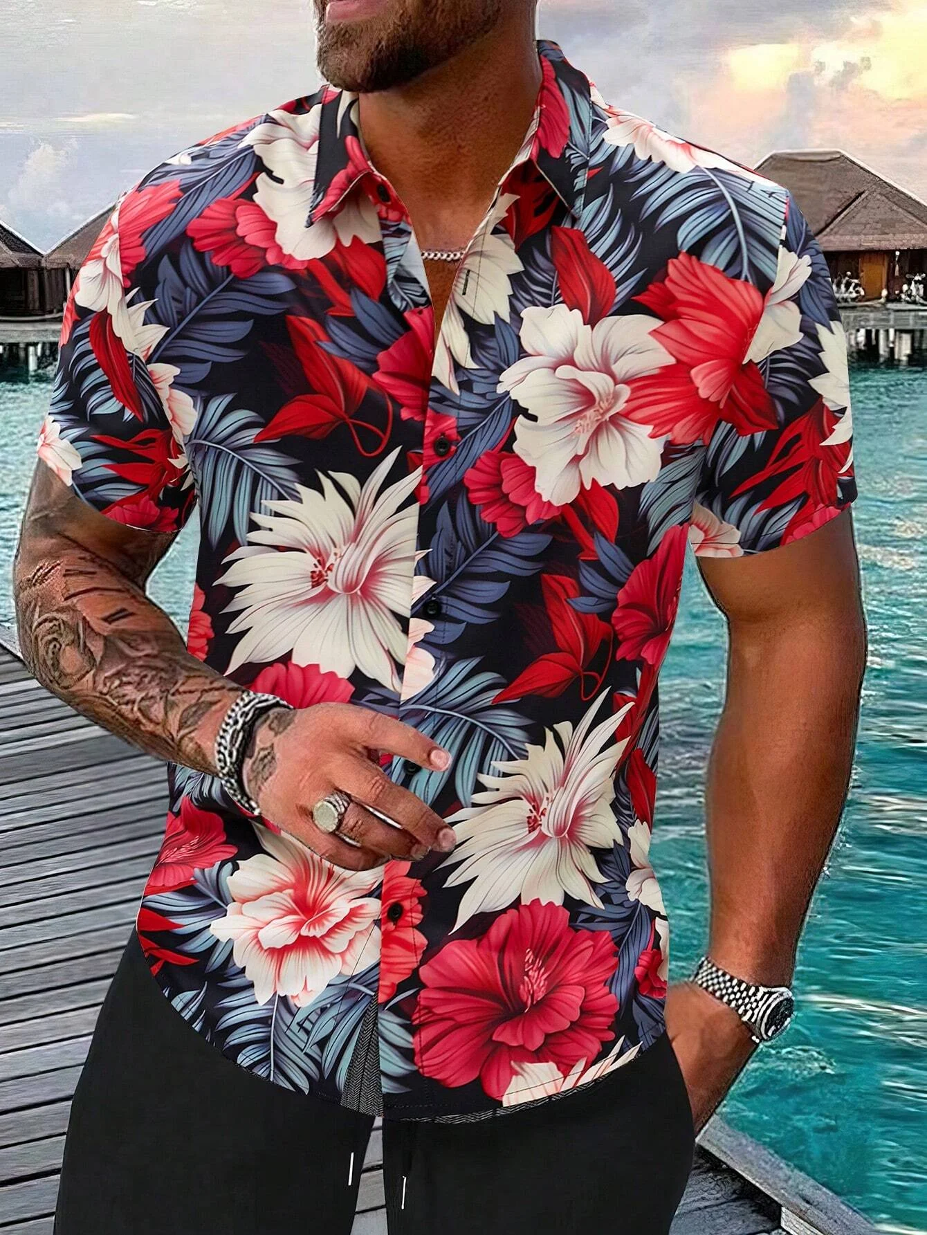 2025 Hawaiian men's summer designer shirt 3d floral print Hawaiian shirt short sleeve floral fashion vintage