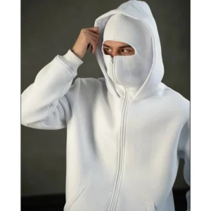 Men's and women's Balaclava Y2K Gothic Harajuku winter new item double hooded sweatshirt men's hooded mask zipper sportswear