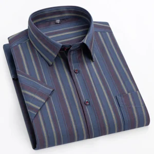 New in shirts oversize 14xl 100%cotton hight qulity summer short sleeve shirts for men slim fit formal plain shirt plaid clothes