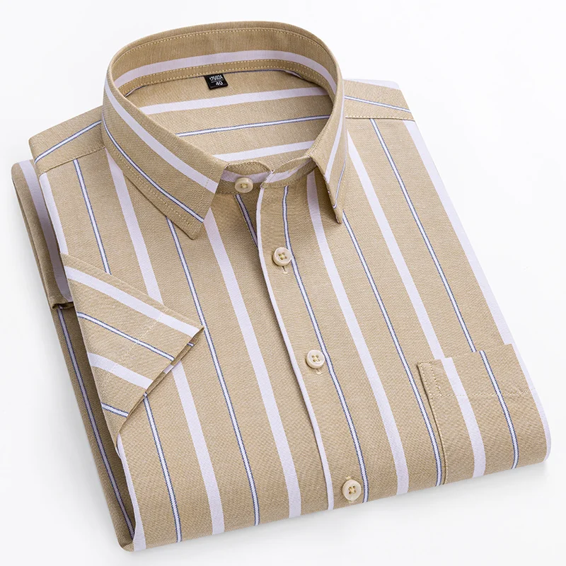 New in shirts oversize 14xl 100%cotton hight qulity summer short sleeve shirts for men slim fit formal plain shirt plaid clothes - Image 6