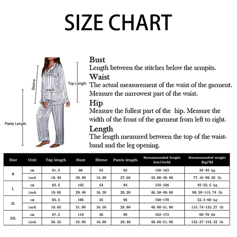 Women's Summer Striped Pajama Set Long Sleeve Top Trousers Silk Satin Home Suit Spring Loose Casual Sleepwear Female Nightwear - Image 2