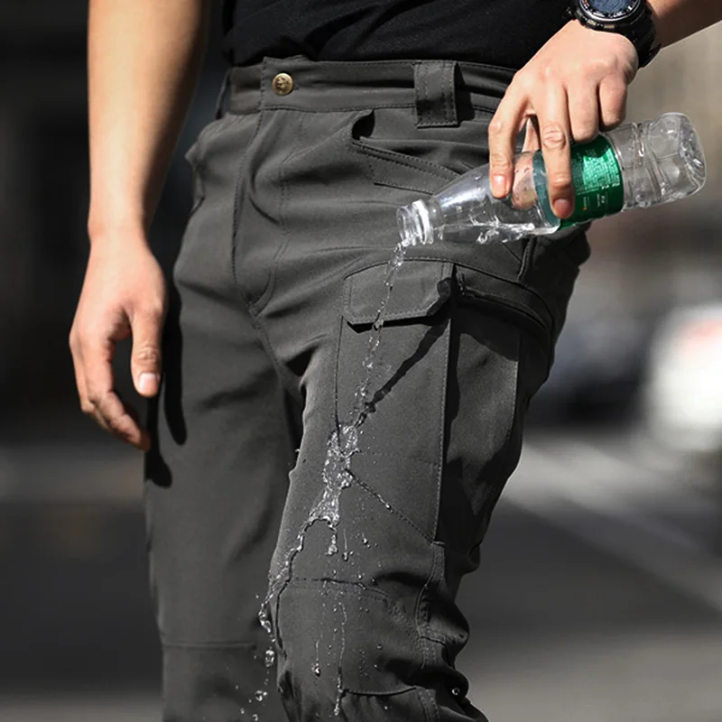 Men Fashion Cargo Pants Solid Color Multi-Pockets Waterproof Trousers Fall Casual Jogger Pants Sweatpants - Image 5