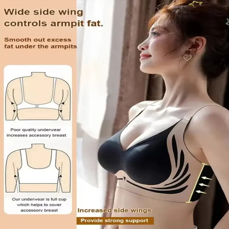 Powerful Push up Seamless Bra Women Gathered Up Wireless Bra Soft Full Coverage Support Adjustable Underwear Anti Sagging Bra - Image 3