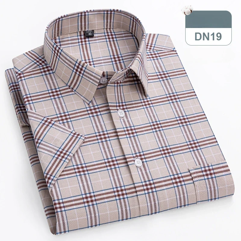 New in shirts oversize 14xl 100%cotton hight qulity summer short sleeve shirts for men slim fit formal plain shirt plaid clothes - Image 12
