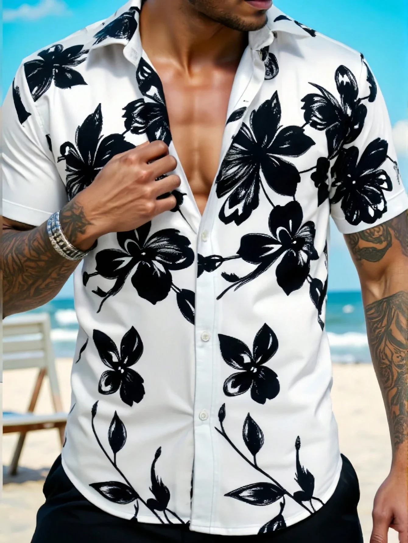 2025 Hawaiian men's summer designer shirt 3d floral print Hawaiian shirt short sleeve floral fashion vintage - Image 7