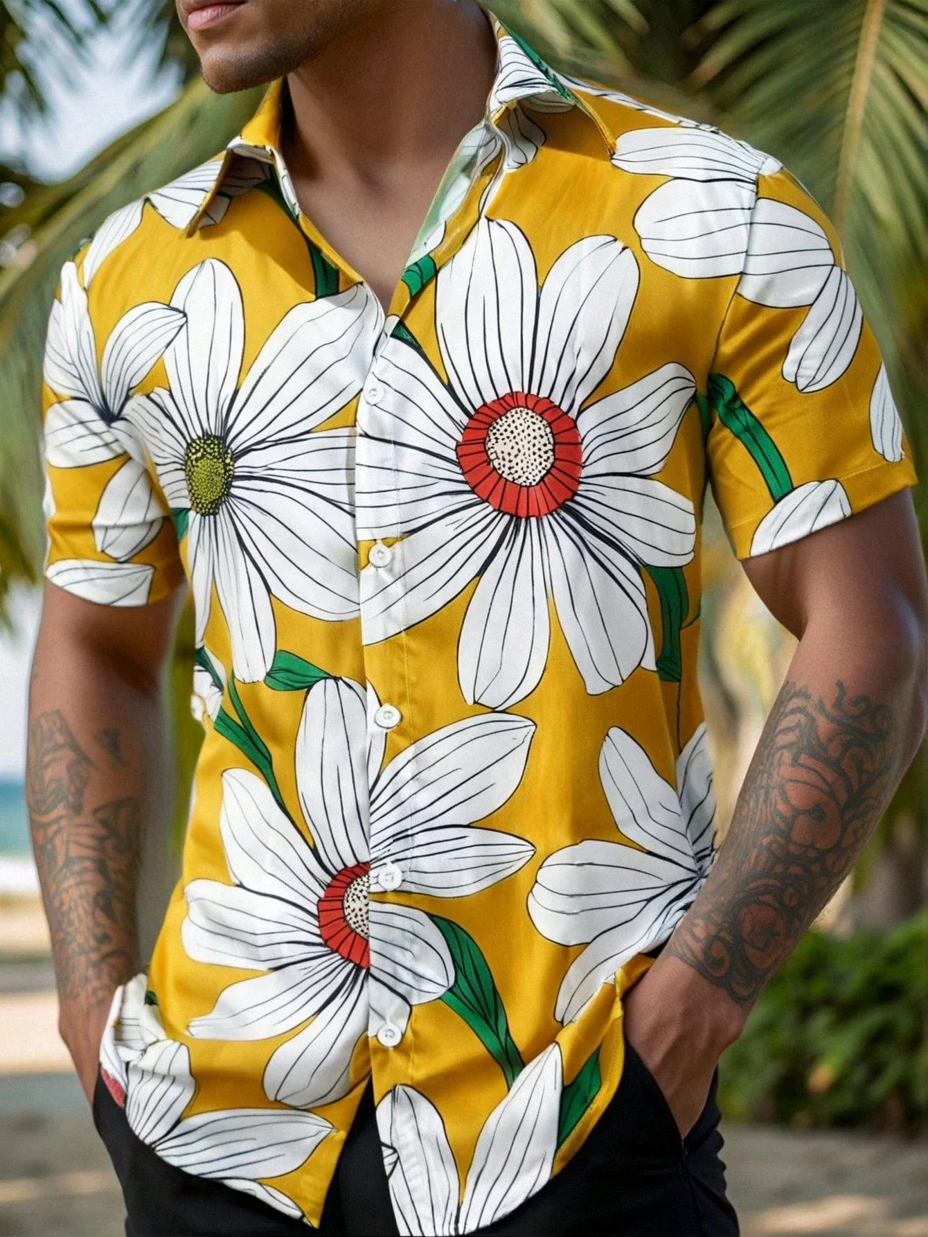 2025 Hawaiian men's summer designer shirt 3d floral print Hawaiian shirt short sleeve floral fashion vintage - Image 4