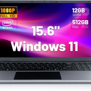 Bestski 15.6 Inch Laptop Intel N5095 Processor 12GB RAM 512GB SSD IPS Display 1080P Windows11 38000mWh Battery Computer Notebook