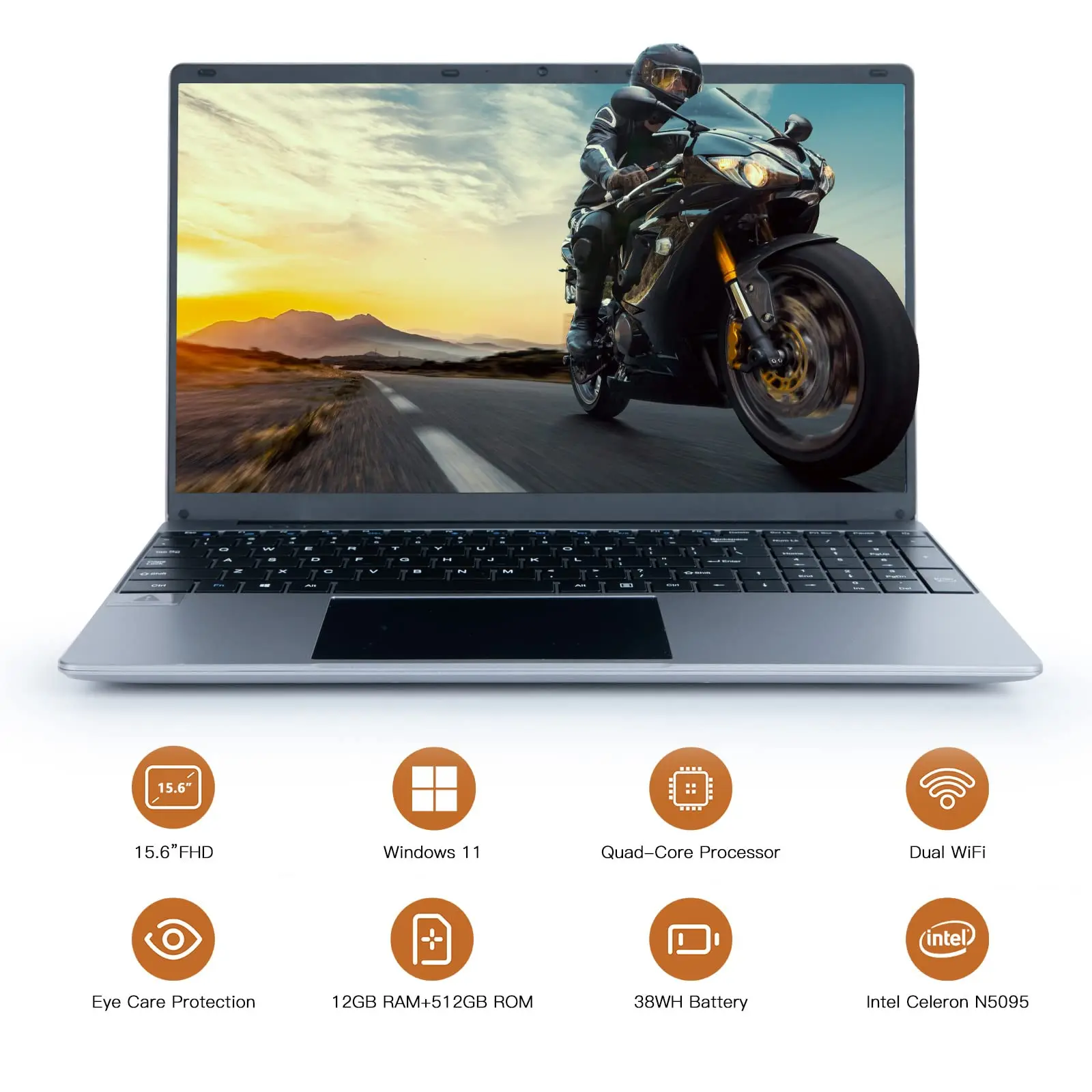 Bestski 15.6 Inch Laptop Intel N5095 Processor 12GB RAM 512GB SSD IPS Display 1080P Windows11 38000mWh Battery Computer Notebook - Image 2