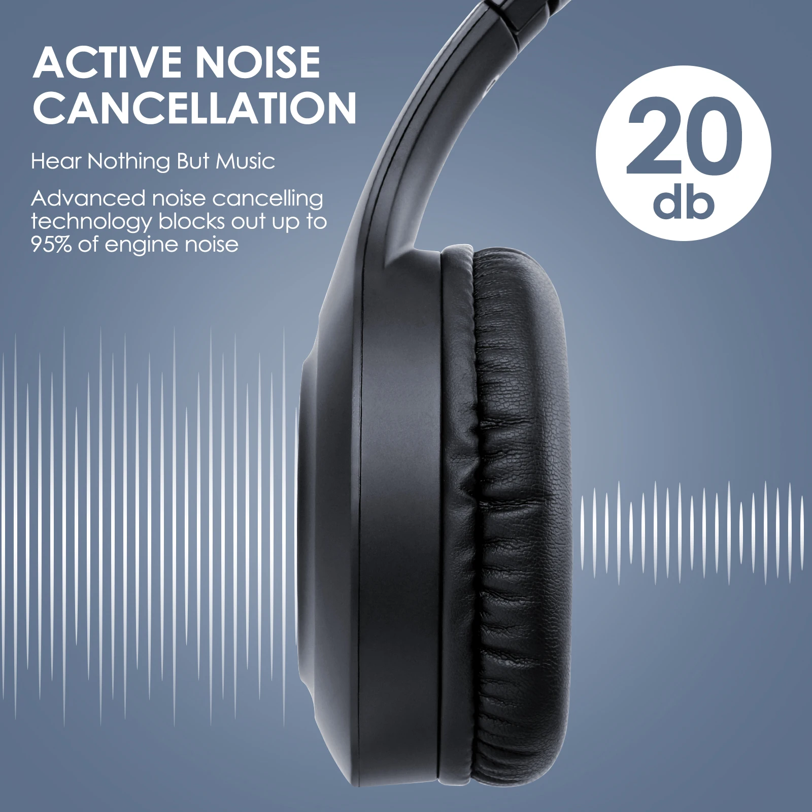Siindoo JH-ANC923 Active Noise Cancelling Wireless Headset Foldable Over-Ear Bluetooth Headphones With Mic HiFi Stereo Deep Bass - Image 3