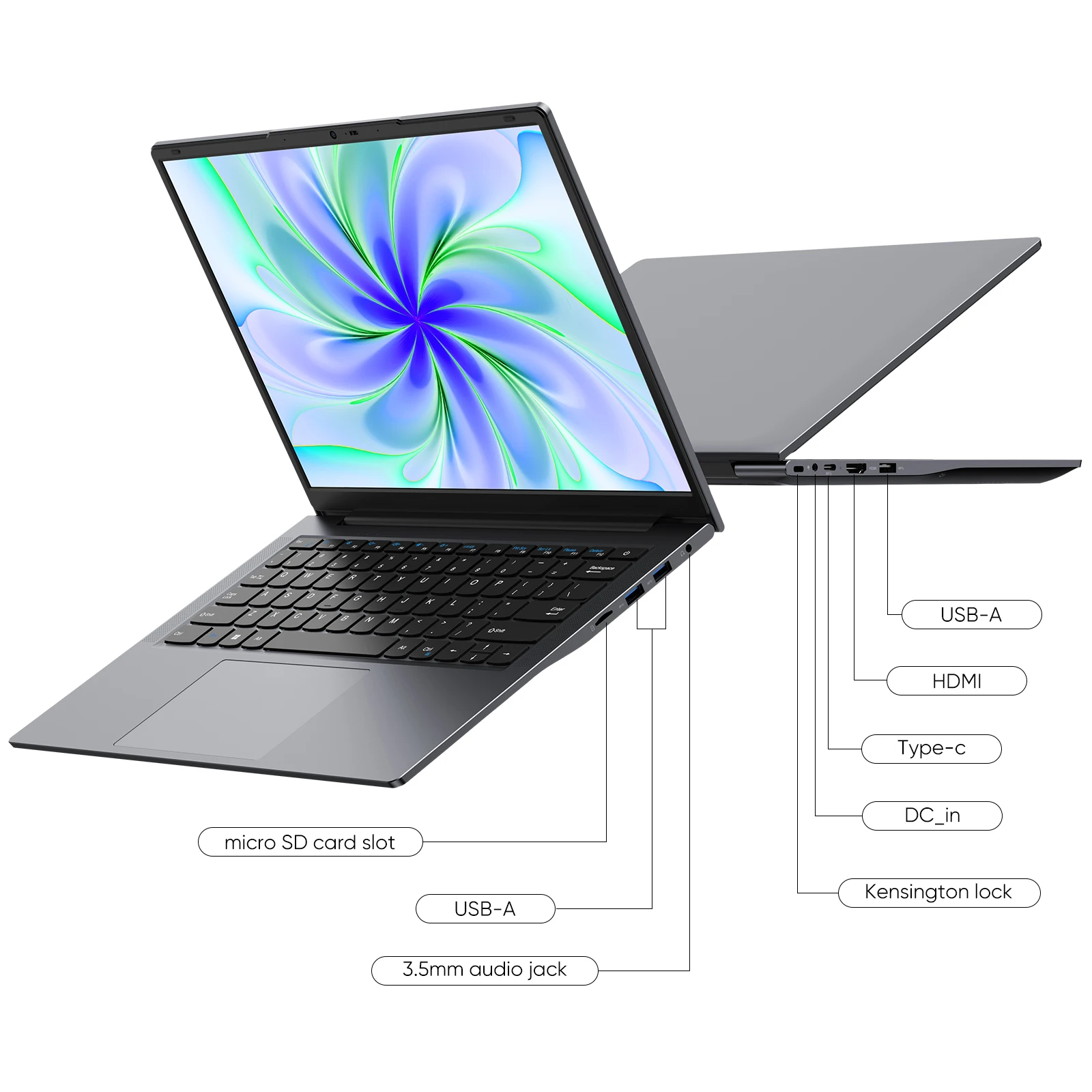 Windows 11 Pro Laptop with 14.1" 2K Screen, 16GB RAM, 512GB SSD, Intel Core Processor, Ultra-Thin and Light Notebook - Image 6