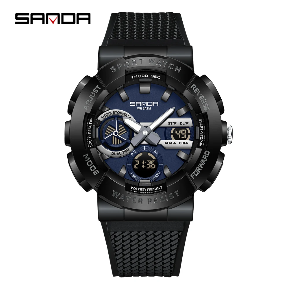 2025 SANDA New 3365 Men's Sports Watch Multifunctional Waterproof Night Light Timer Dual Display Electronic Watch Alarm Clock - Image 8