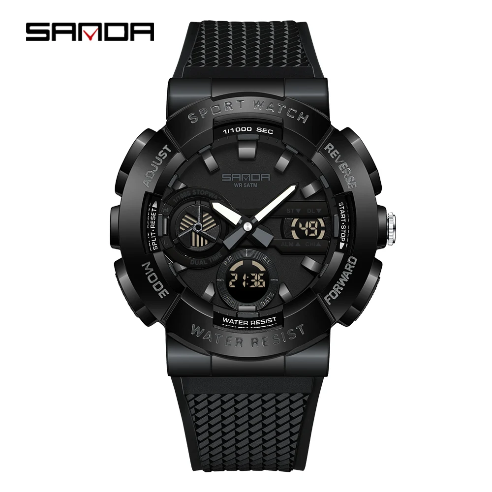 2025 SANDA New 3365 Men's Sports Watch Multifunctional Waterproof Night Light Timer Dual Display Electronic Watch Alarm Clock - Image 14