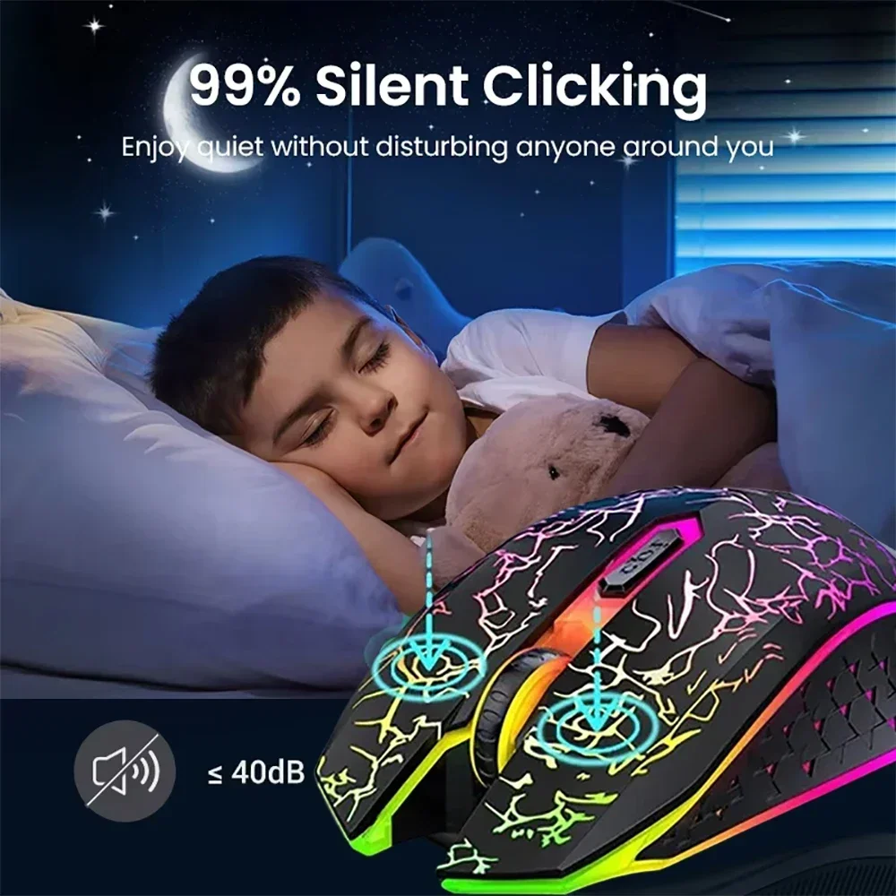 Bluetooth 5.2 Mouse RGB 2.4G Wireless Mouse Dual-Mode Gaming Mouse 6 Buttons Silent Mouse For MacBook Tablet Laptops Computer - Image 5
