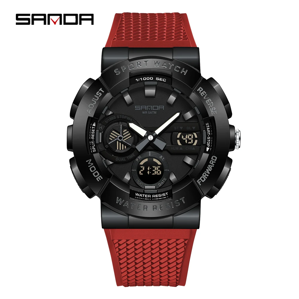 2025 SANDA New 3365 Men's Sports Watch Multifunctional Waterproof Night Light Timer Dual Display Electronic Watch Alarm Clock - Image 12