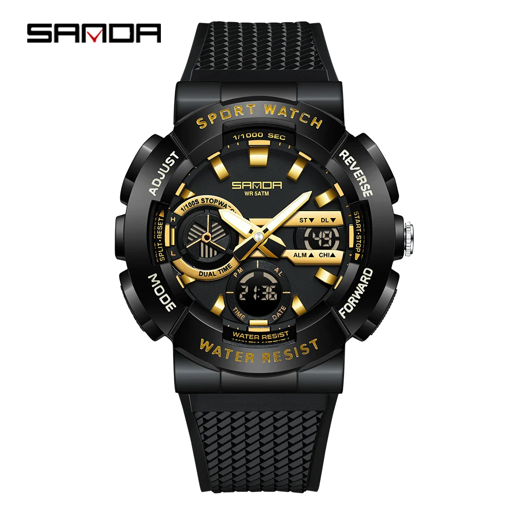 2025 SANDA New 3365 Men's Sports Watch Multifunctional Waterproof Night Light Timer Dual Display Electronic Watch Alarm Clock - Image 13