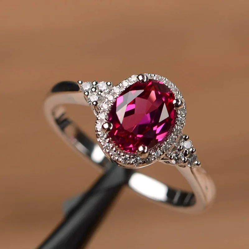 Hot Selling Silver plated Rings for Women Ruby Emerald Sapphire Jewelry Wedding Engagement Ring Wholesale - Image 3