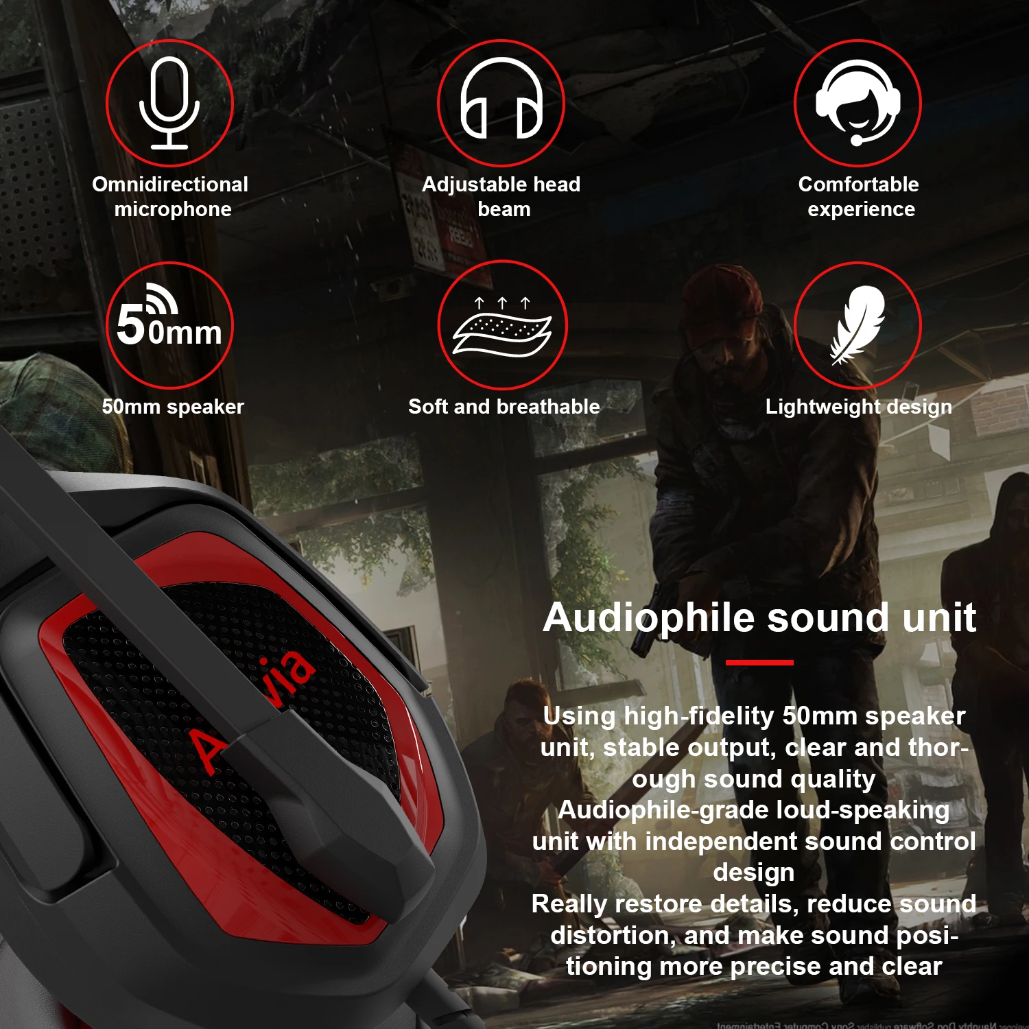3.5mm Wired Gaming Headset with Microphone, Noise Isolating Over-Ear Design, Volume Control, Compatible with PS4/PC/PlayStation - Image 6