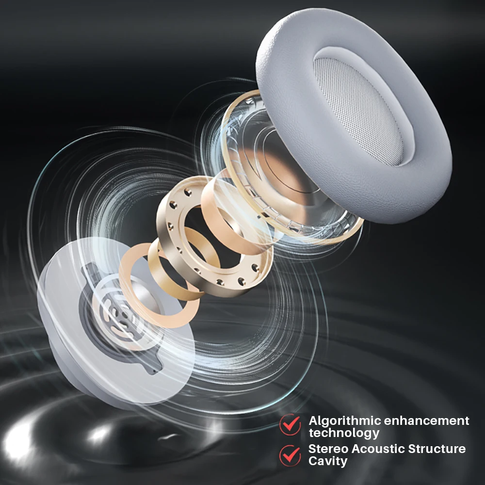 ANC Noise Cancelling Headphones Bluetooth 5.4 Earphone HIFI Stereo Headset 40mm Driver portable Over Ear Headphone 60H Time - Image 3
