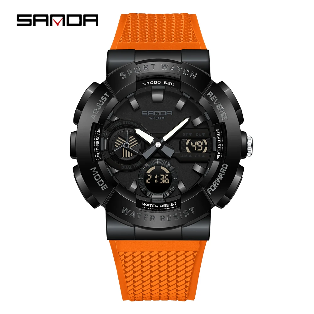 2025 SANDA New 3365 Men's Sports Watch Multifunctional Waterproof Night Light Timer Dual Display Electronic Watch Alarm Clock - Image 11