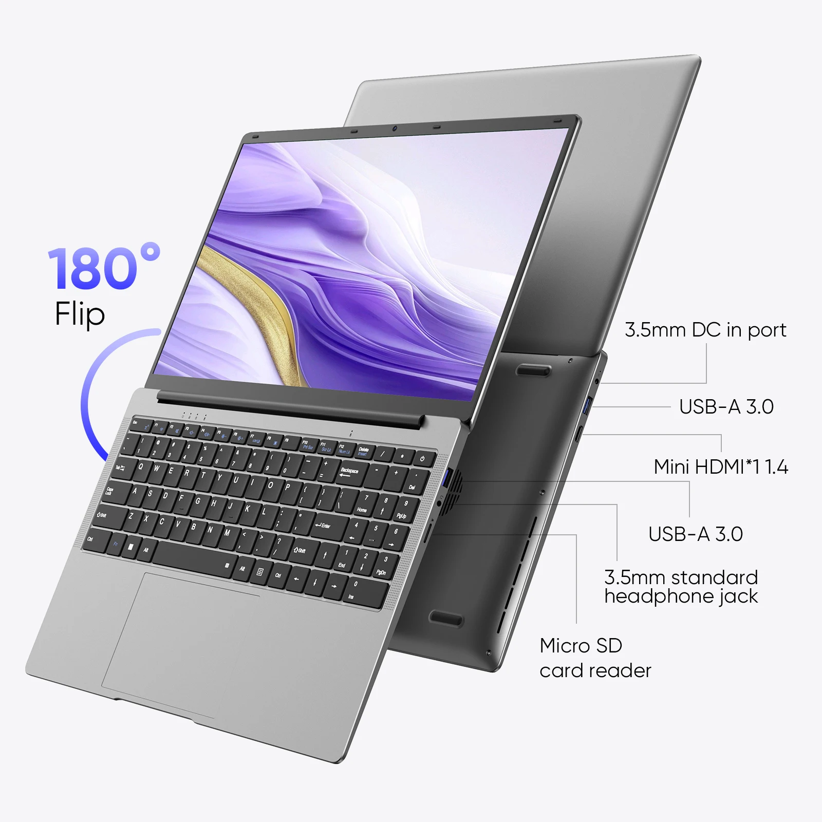 15.6 "Thin & Portable Laptop Computer Intel Celeron N4000 8GB RAM 256GB SSD FHD 1920x1080 16:9 Display For Work And Study - Image 6