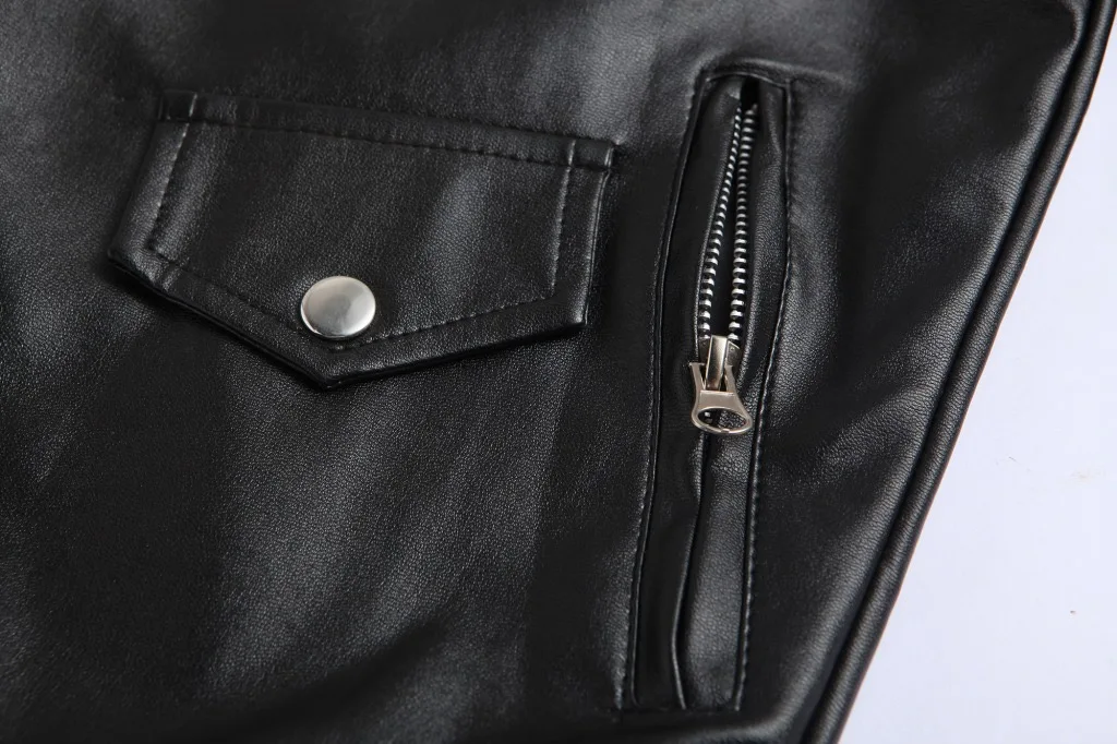 Men PU Leather Jacket Motorcycle Fashion Slim Fit Leather Coat - Image 4