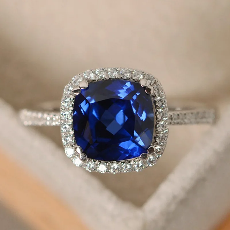 Hot Selling Silver plated Rings for Women Ruby Emerald Sapphire Jewelry Wedding Engagement Ring Wholesale - Image 11