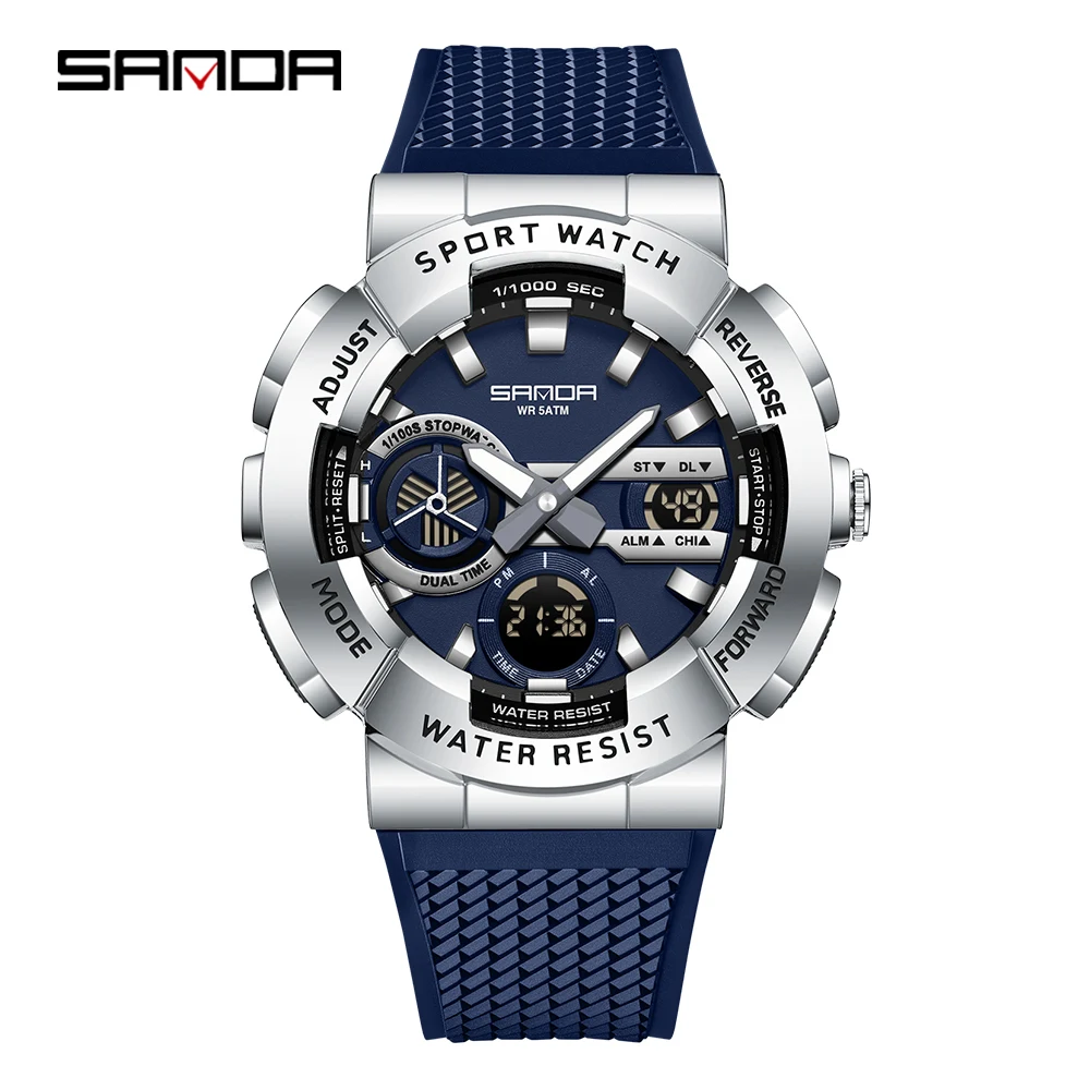 2025 SANDA New 3365 Men's Sports Watch Multifunctional Waterproof Night Light Timer Dual Display Electronic Watch Alarm Clock - Image 9
