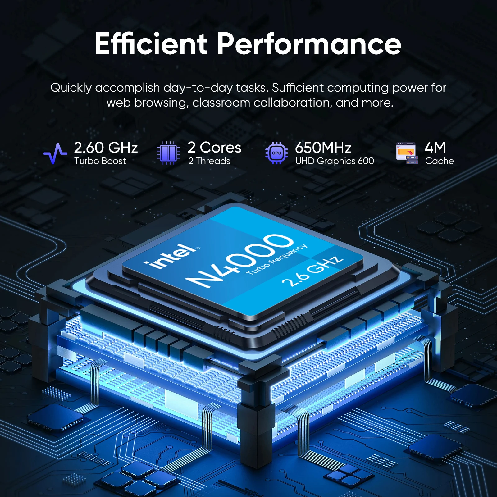 15.6 "Thin & Portable Laptop Computer Intel Celeron N4000 8GB RAM 256GB SSD FHD 1920x1080 16:9 Display For Work And Study - Image 4