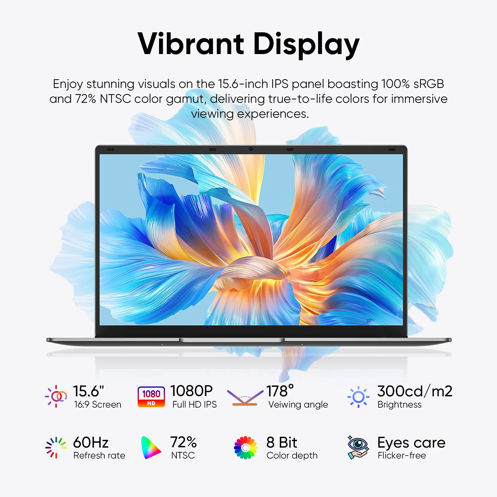 15.6 "Thin & Portable Laptop Computer Intel Celeron N4000 8GB RAM 256GB SSD FHD 1920x1080 16:9 Display For Work And Study - Image 3