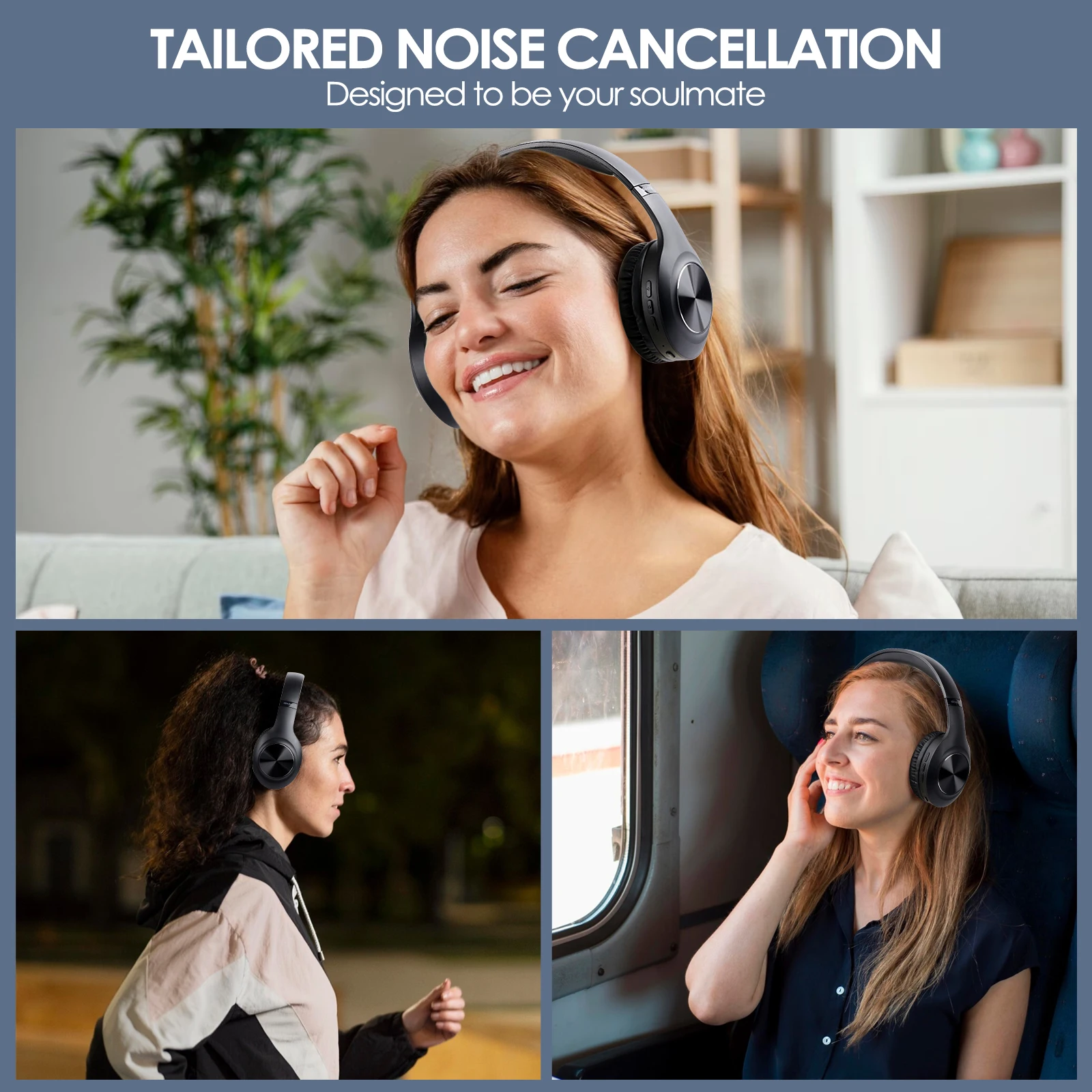 Siindoo JH-ANC923 Active Noise Cancelling Wireless Headset Foldable Over-Ear Bluetooth Headphones With Mic HiFi Stereo Deep Bass - Image 5